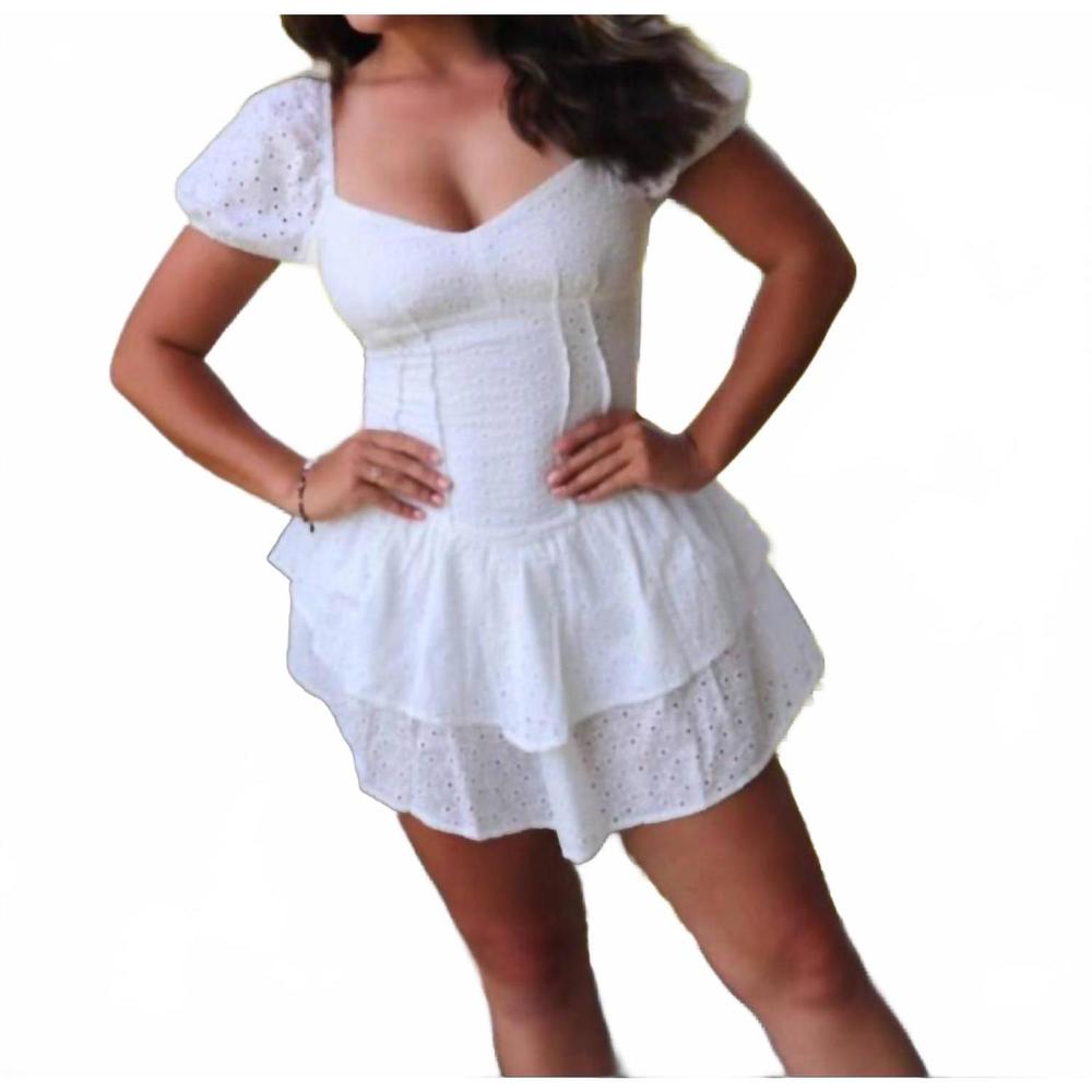 NEW BABY PINK women's so divine eyelet dress in white